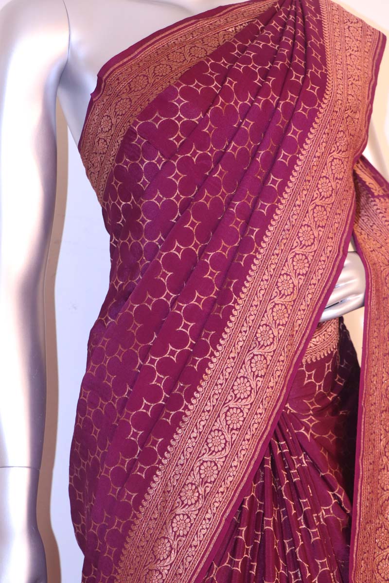 Handloom Exclusive Pure Banarasi Crepe Silk Saree AI210636